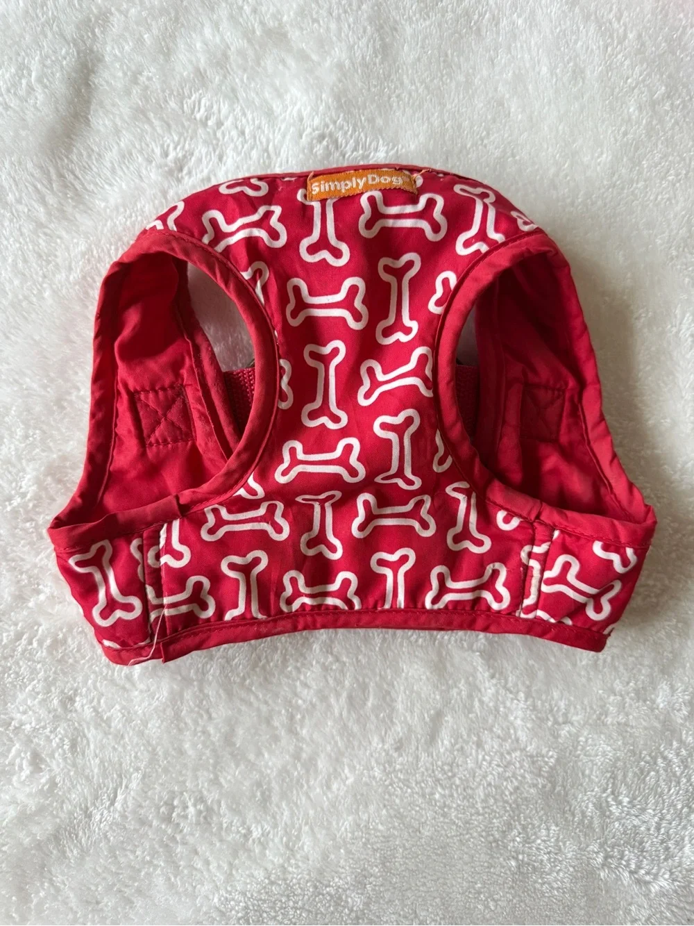 Simplydog white bone & red dog harness quick-release buckle metal D-rings M